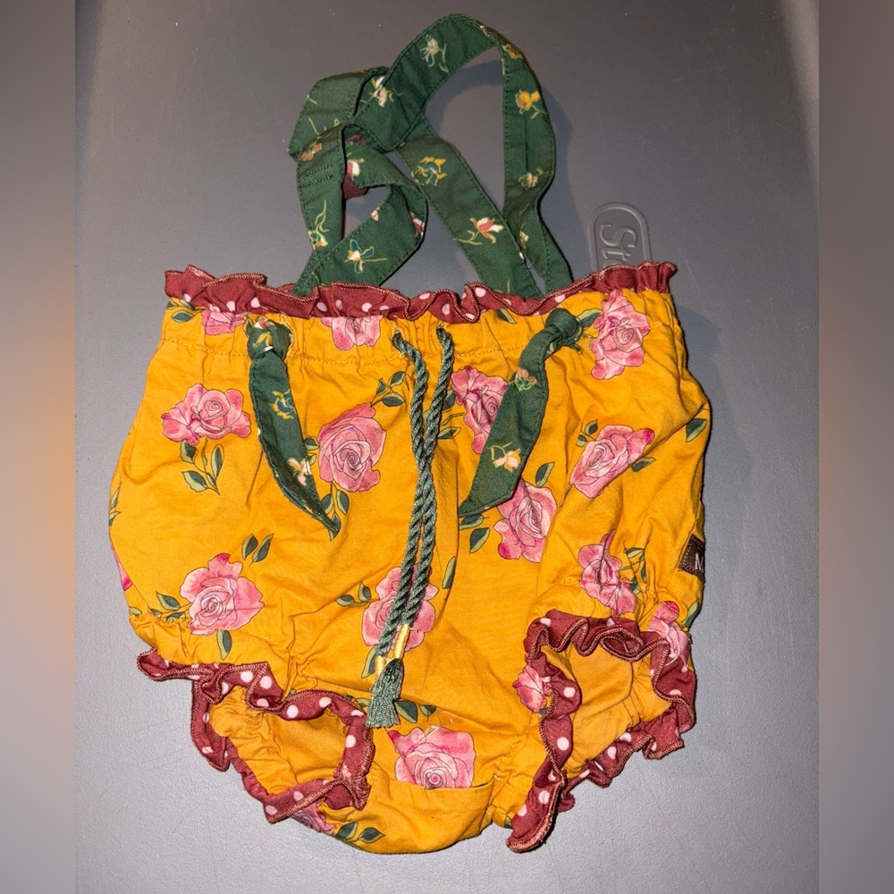 Matilda Jane Yellow Floral Romper with Green Straps